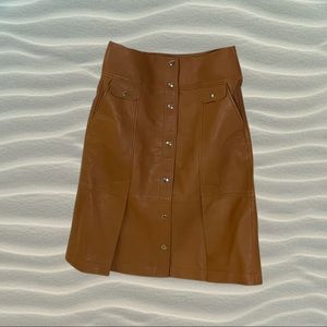 NWT COACH Tan Leather midi skirt